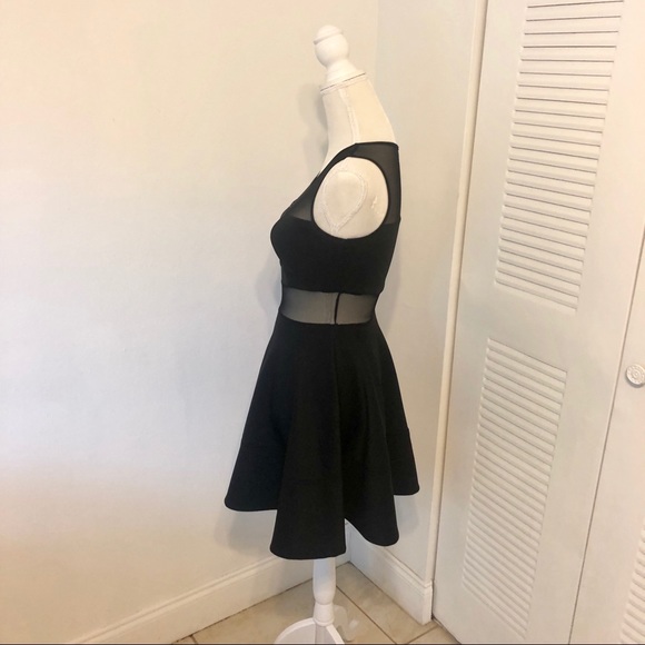 GUESS Black Sheer Mesh Fit & Flare Skater Dress - Picture 3 of 5